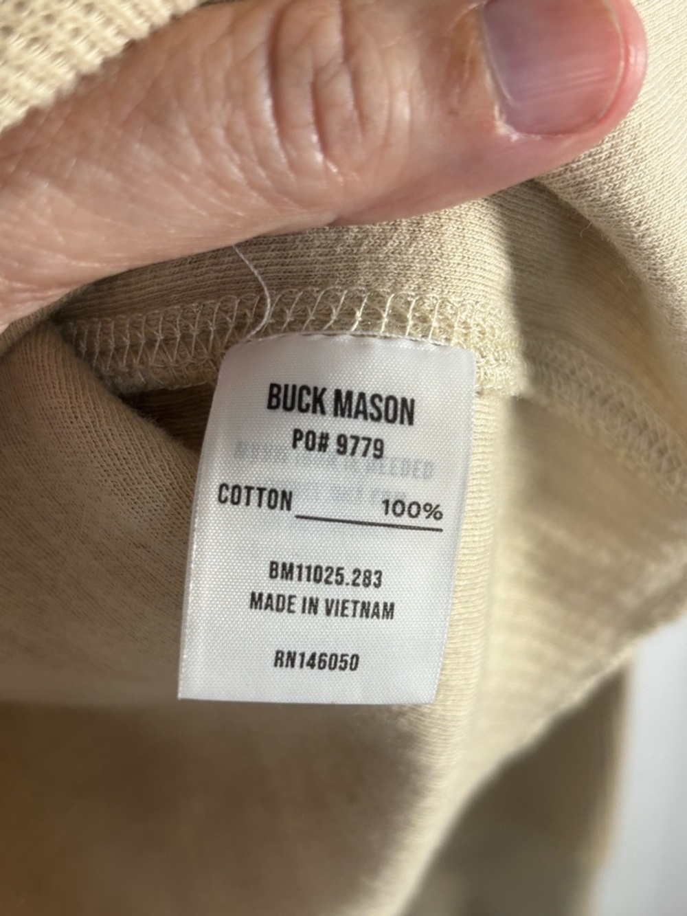 NWT BUCK MASON Men’s Vintage Thermal Surplus Tee - in Sand Dune Size M - Picture 6 of 9